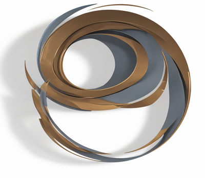 logo cercle blanc avec un sourire faisant un clin d'oeil. couleur or et stylisé par IA..